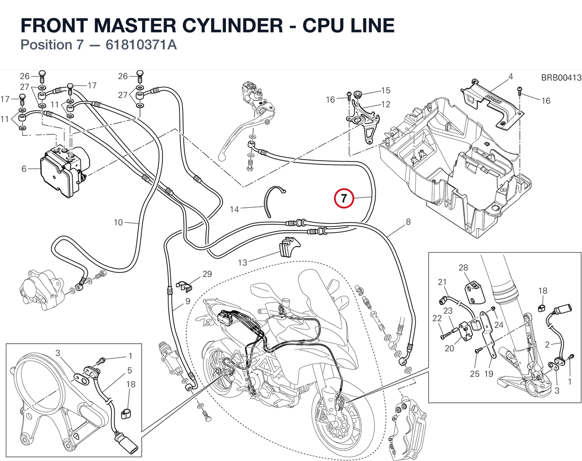 FRONT MASTER CYLINDER - CPU LINE 61810371A diagram position