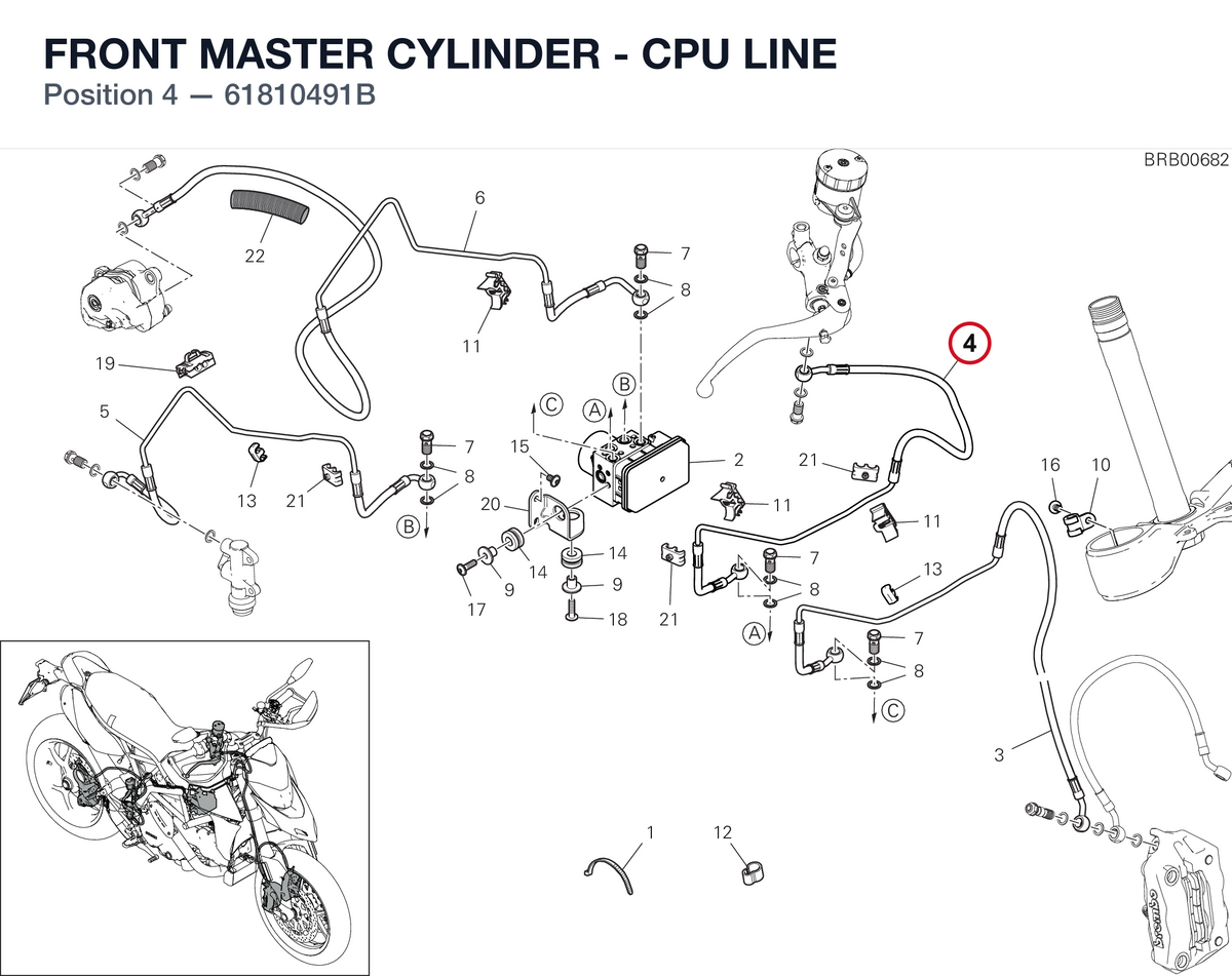 FRONT MASTER CYLINDER - CPU LINE 61810491B diagram position