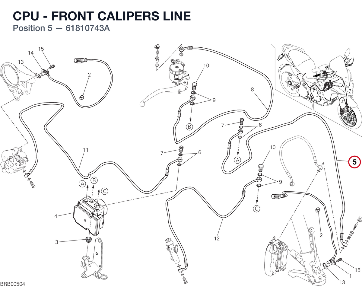 CPU - FRONT CALIPERS LINE 61810743A diagram position