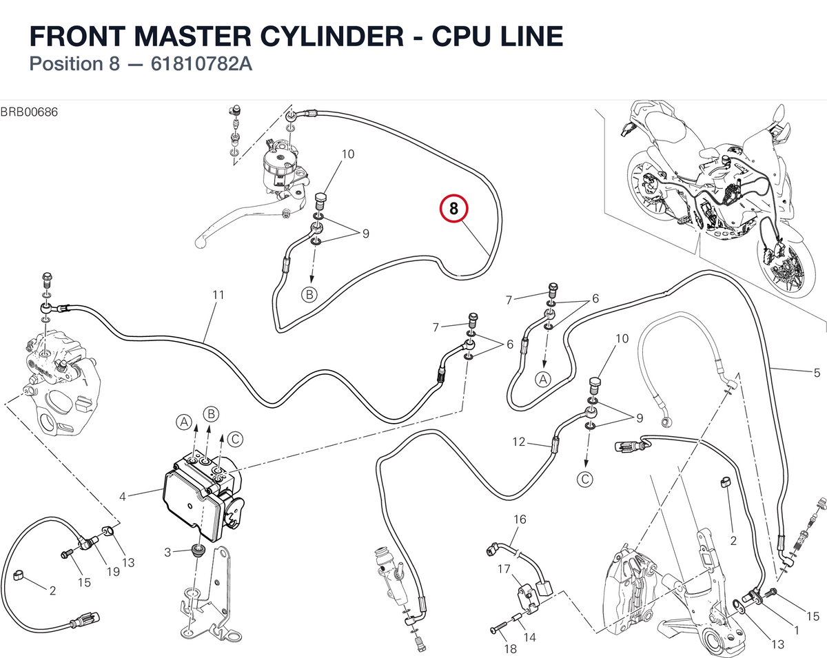 FRONT MASTER CYLINDER - CPU LINE 61810782A diagram position