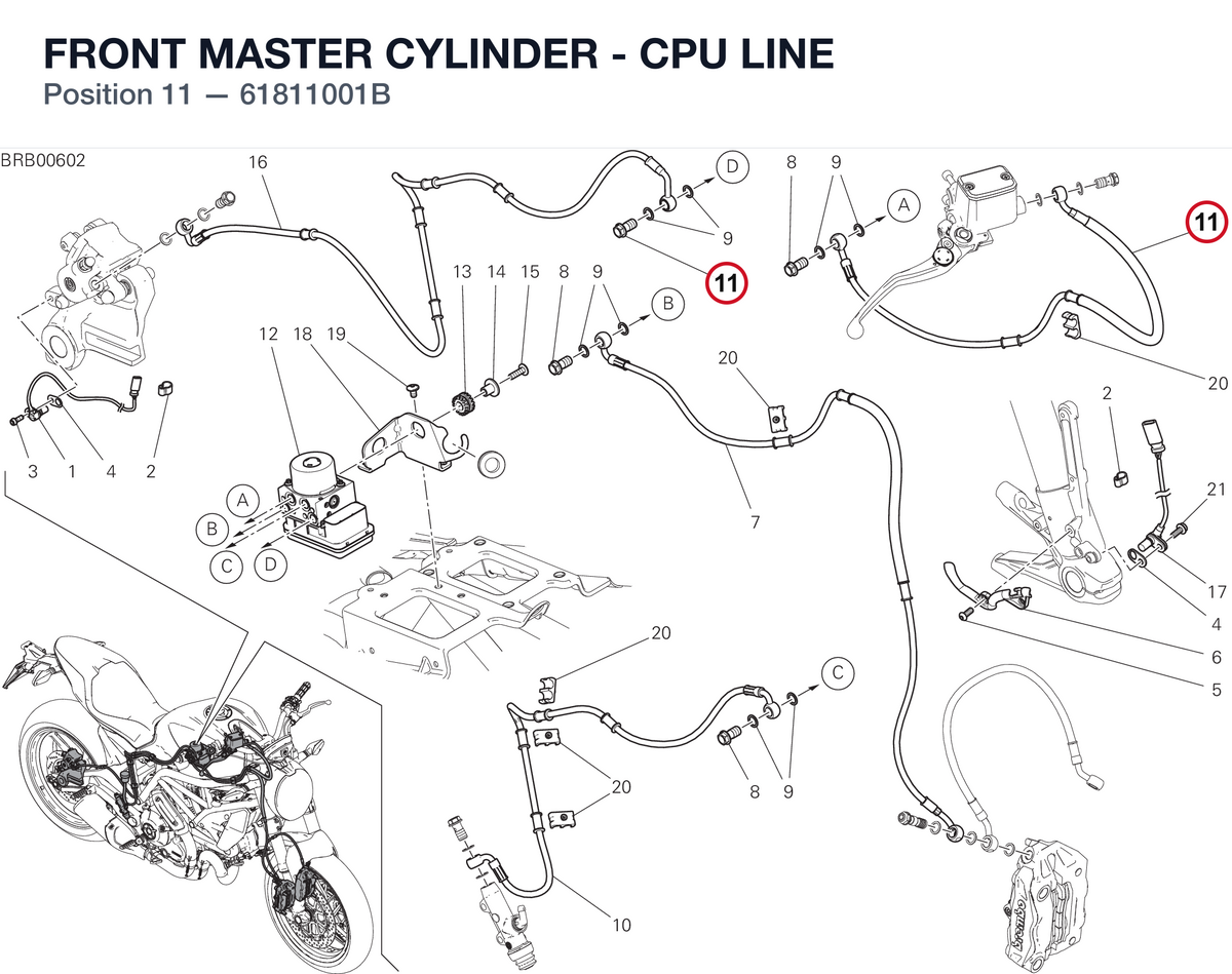 FRONT MASTER CYLINDER - CPU LINE 61811001B diagram position