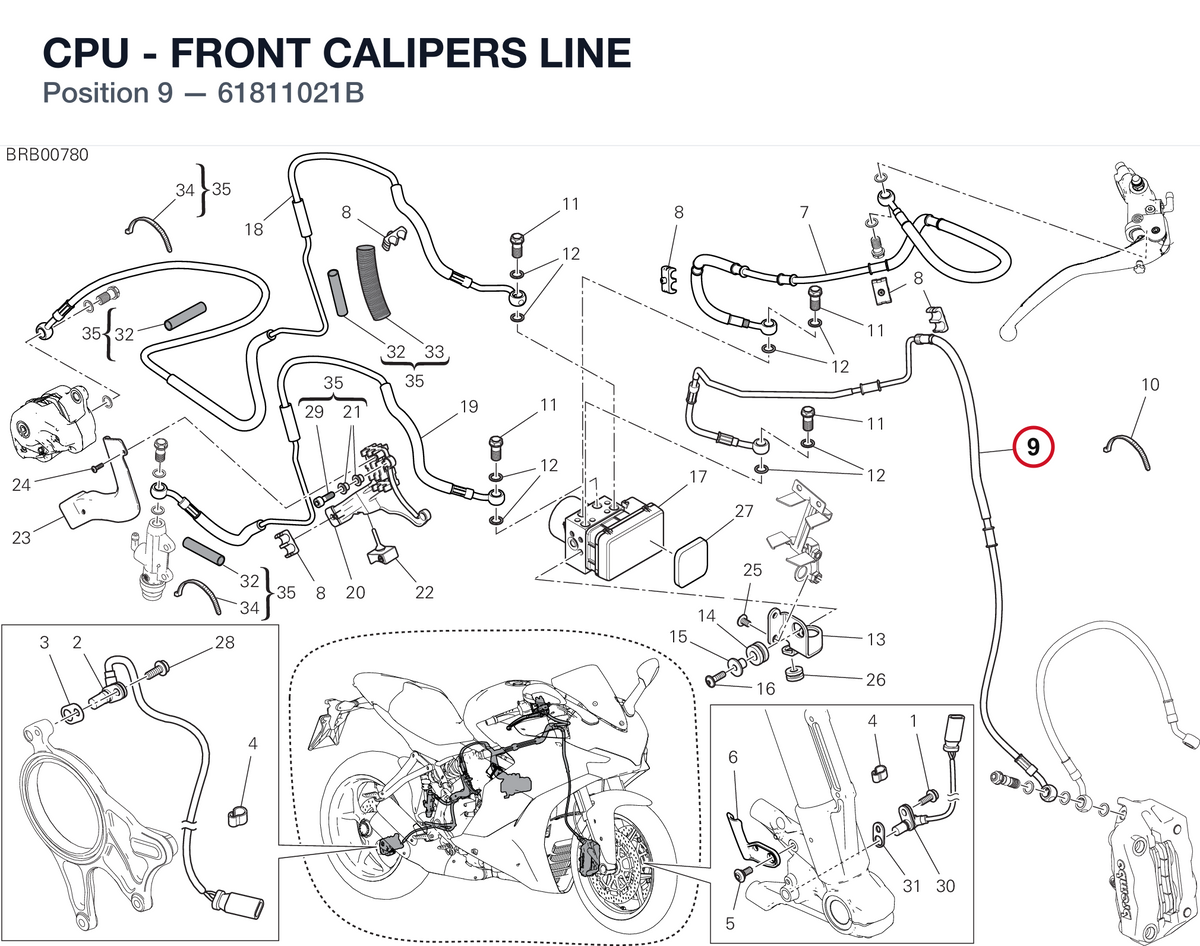 CPU - FRONT CALIPERS LINE 61811021B diagram position