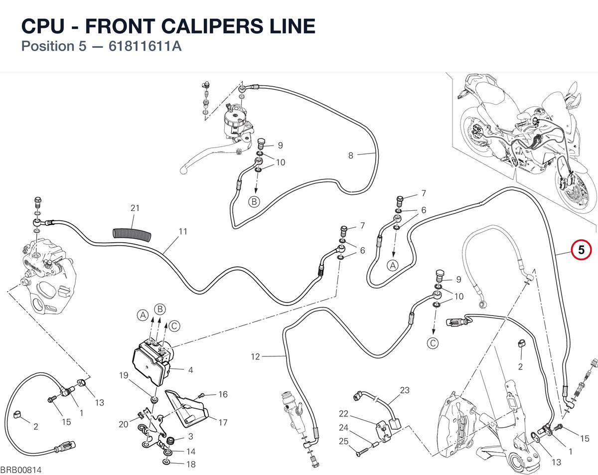 CPU - FRONT CALIPERS LINE 61811611A diagram position
