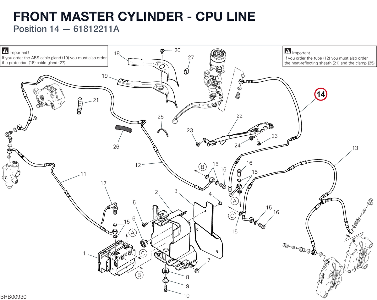 FRONT MASTER CYLINDER - CPU LINE 61812211A diagram position