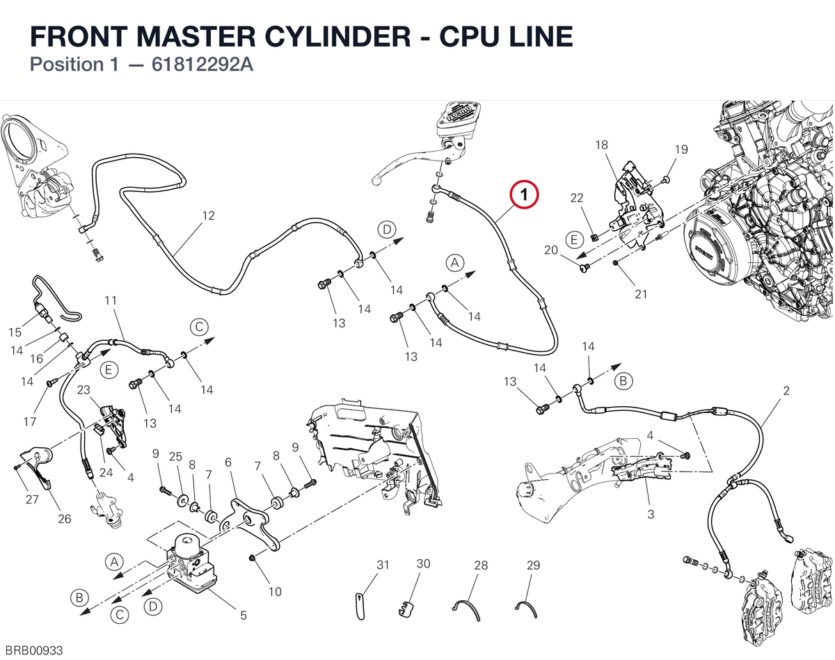 FRONT MASTER CYLINDER - CPU LINE 61812292A diagram position