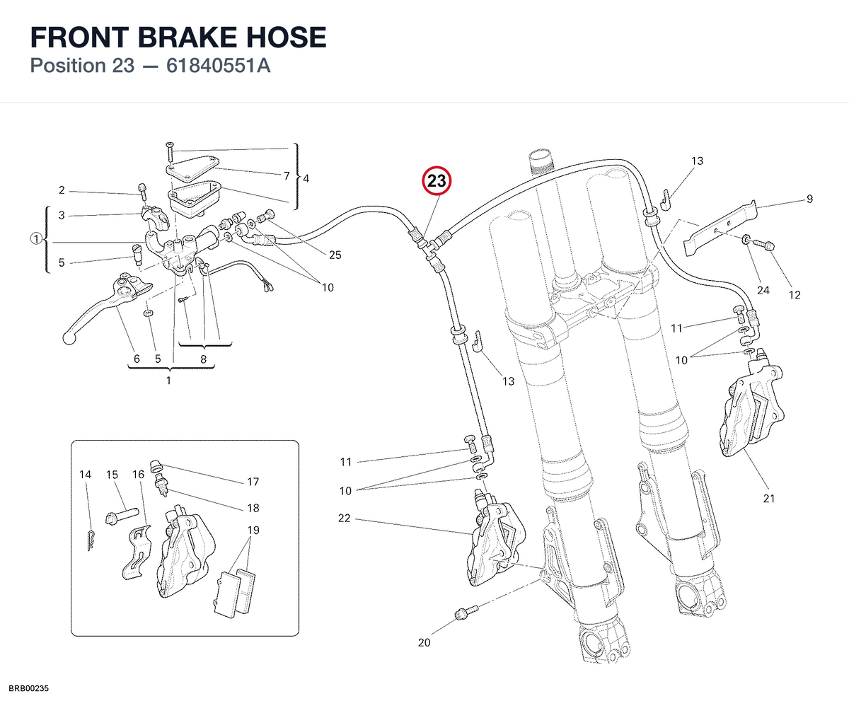 FRONT BRAKE HOSE 61840551A diagram position