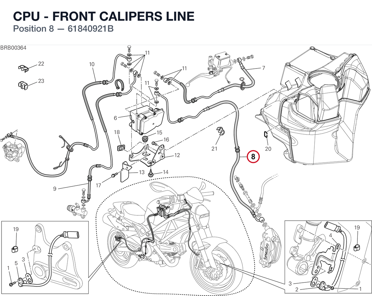 CPU - FRONT CALIPERS LINE 61840921B diagram position