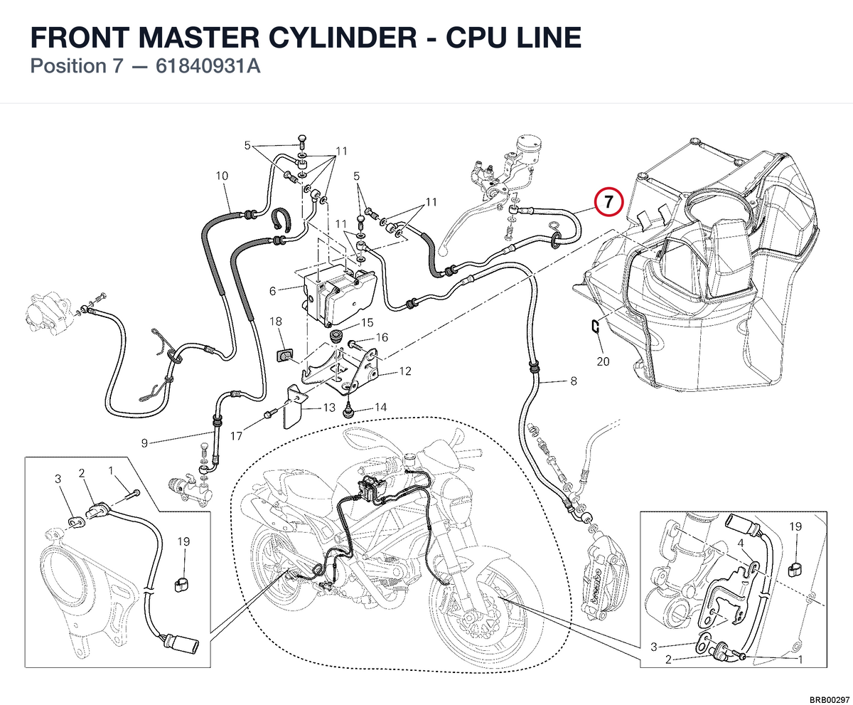 FRONT MASTER CYLINDER - CPU LINE 61840931A diagram position