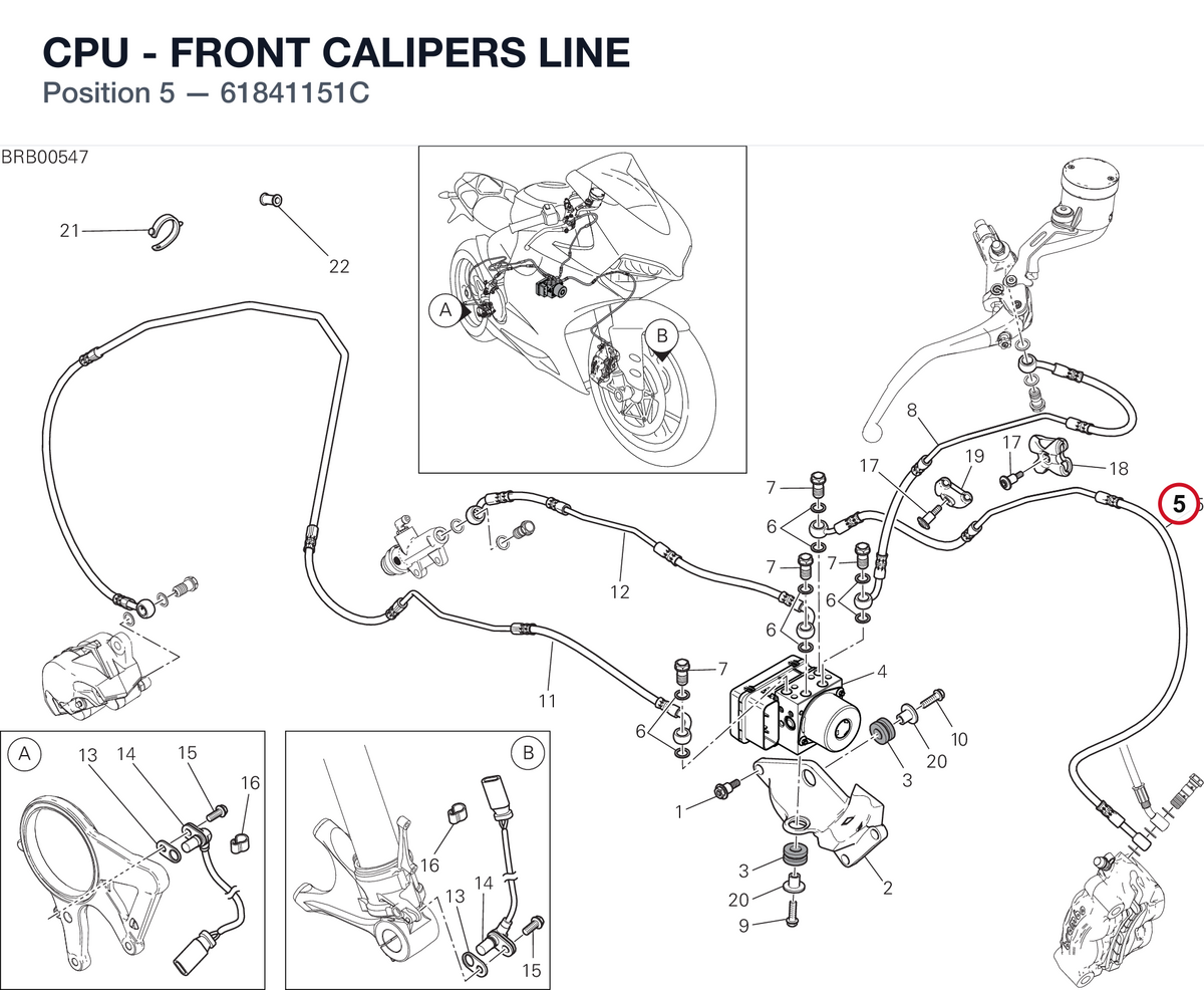 CPU - FRONT CALIPERS LINE 61841151C diagram position