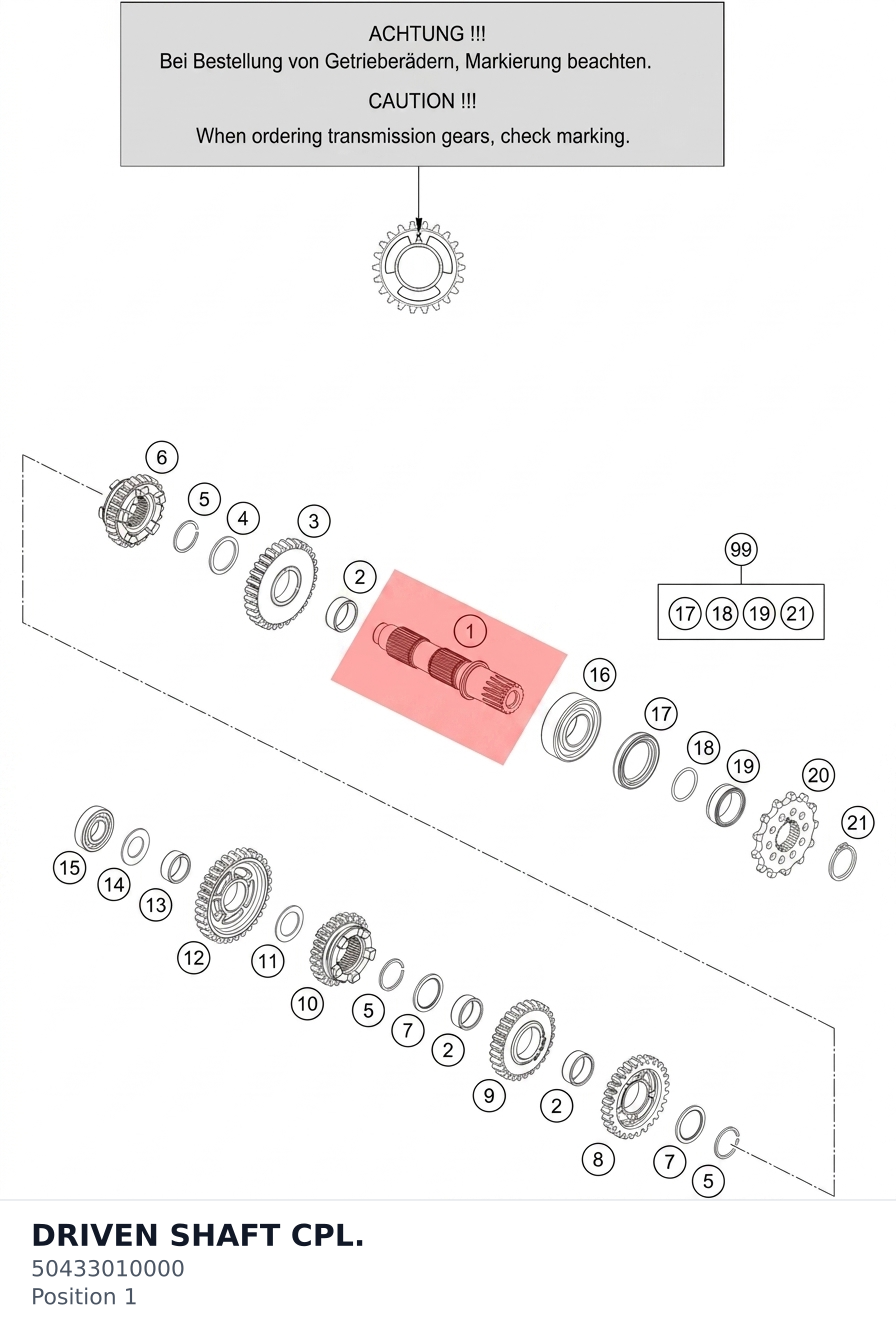 Diagram preview: DRIVEN SHAFT CPL. (50433010000)