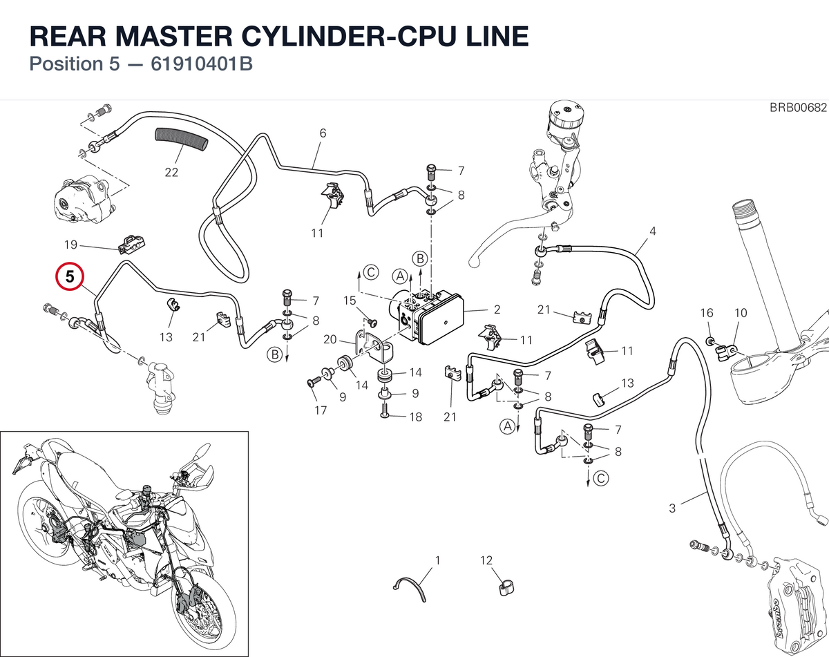 REAR MASTER CYLINDER-CPU LINE 61910401B diagram position