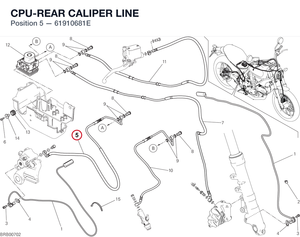 CPU-REAR CALIPER LINE 61910681E diagram position