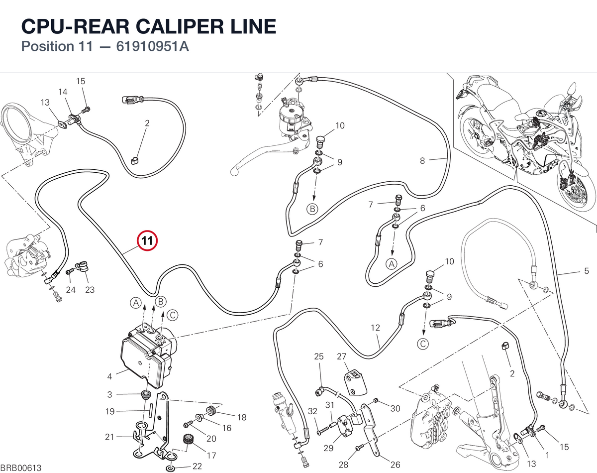 CPU-REAR CALIPER LINE 61910951A diagram position
