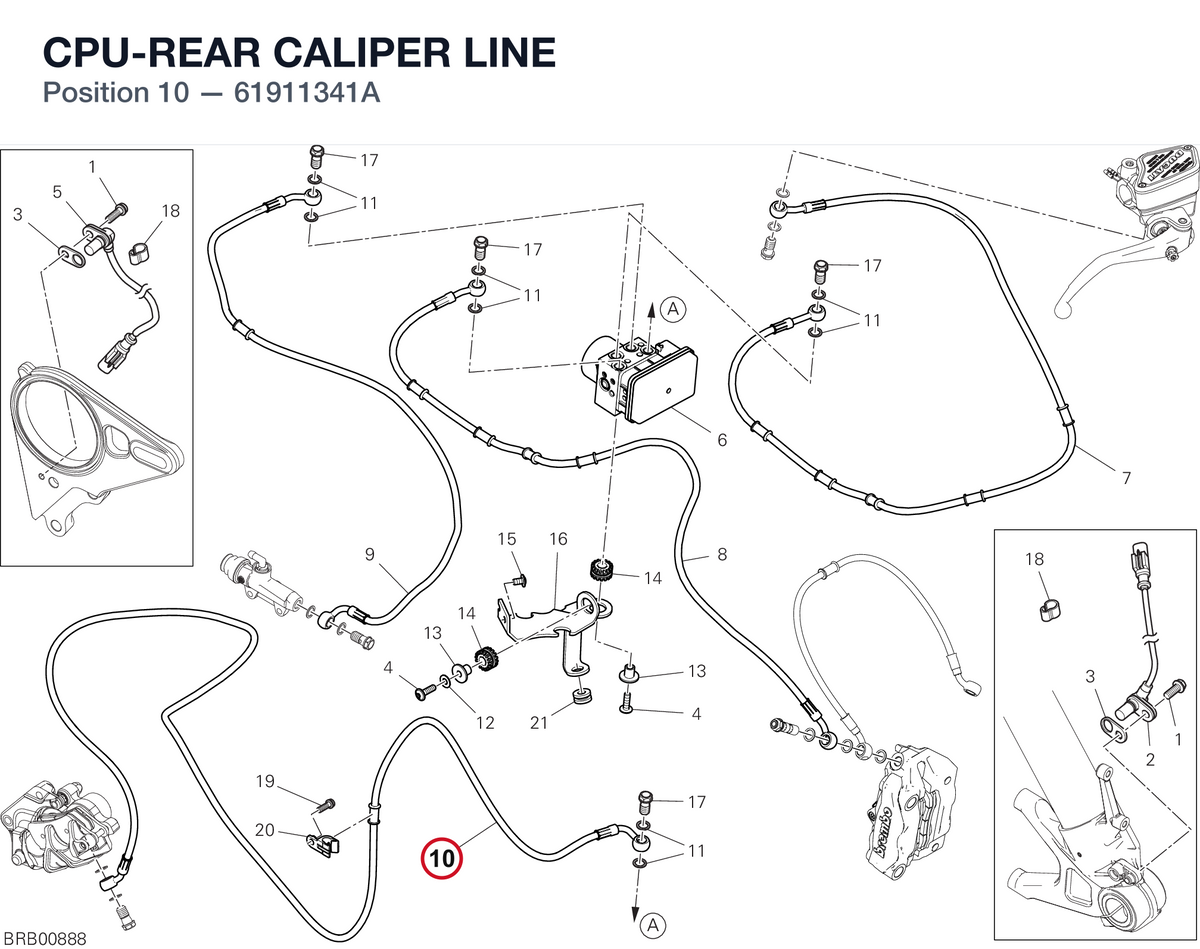 CPU-REAR CALIPER LINE 61911341A diagram position