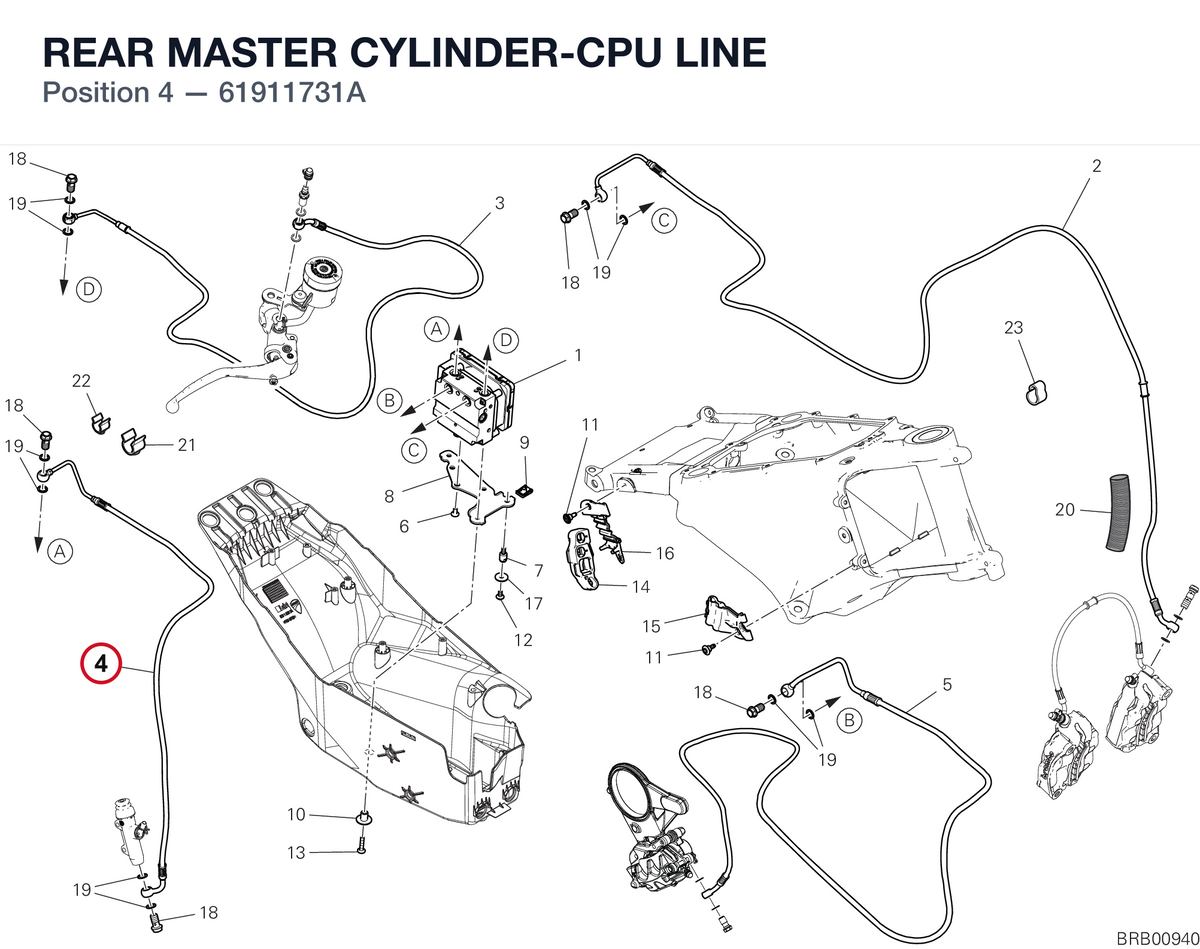 REAR MASTER CYLINDER-CPU LINE 61911731A diagram position