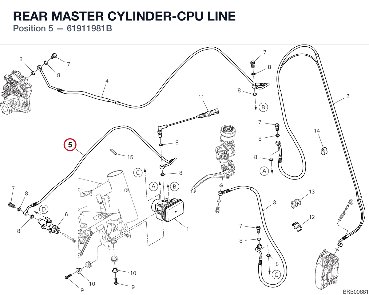 REAR MASTER CYLINDER-CPU LINE 61911981B diagram position