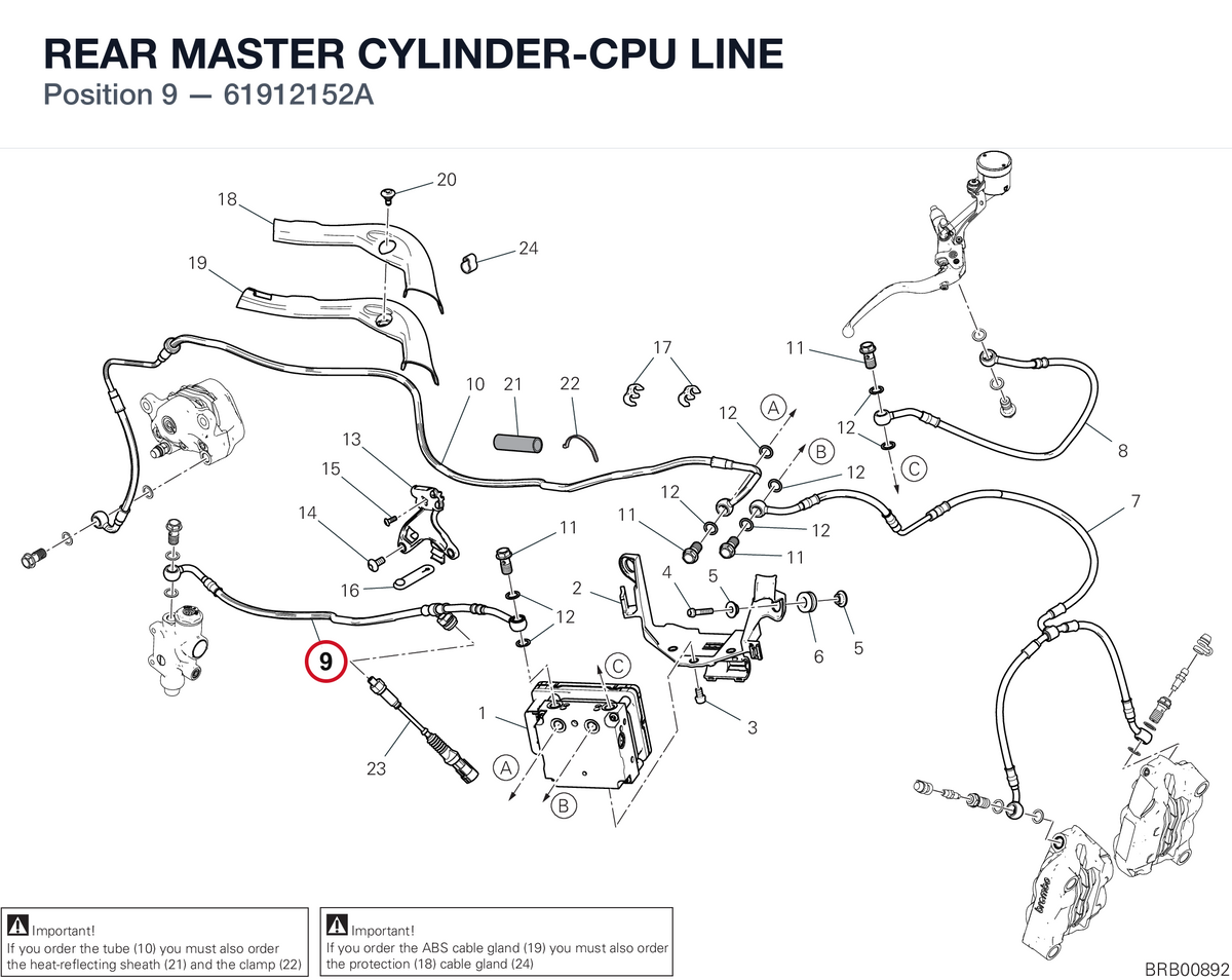 REAR MASTER CYLINDER-CPU LINE 61912152A diagram position