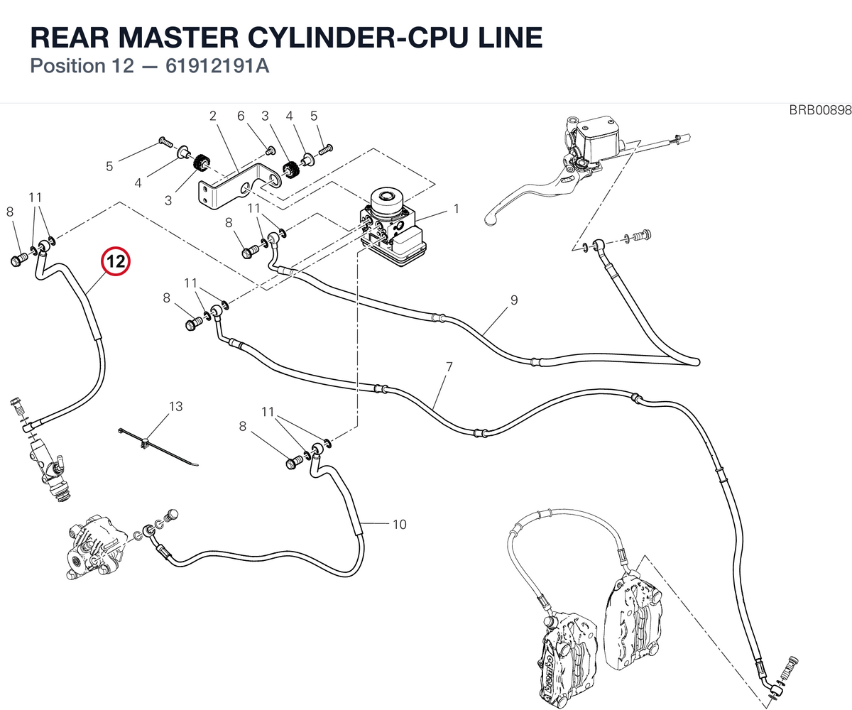 REAR MASTER CYLINDER-CPU LINE 61912191A diagram position