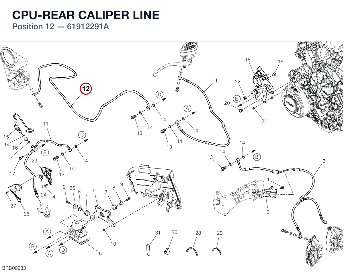 CPU-REAR CALIPER LINE 61912291A diagram position