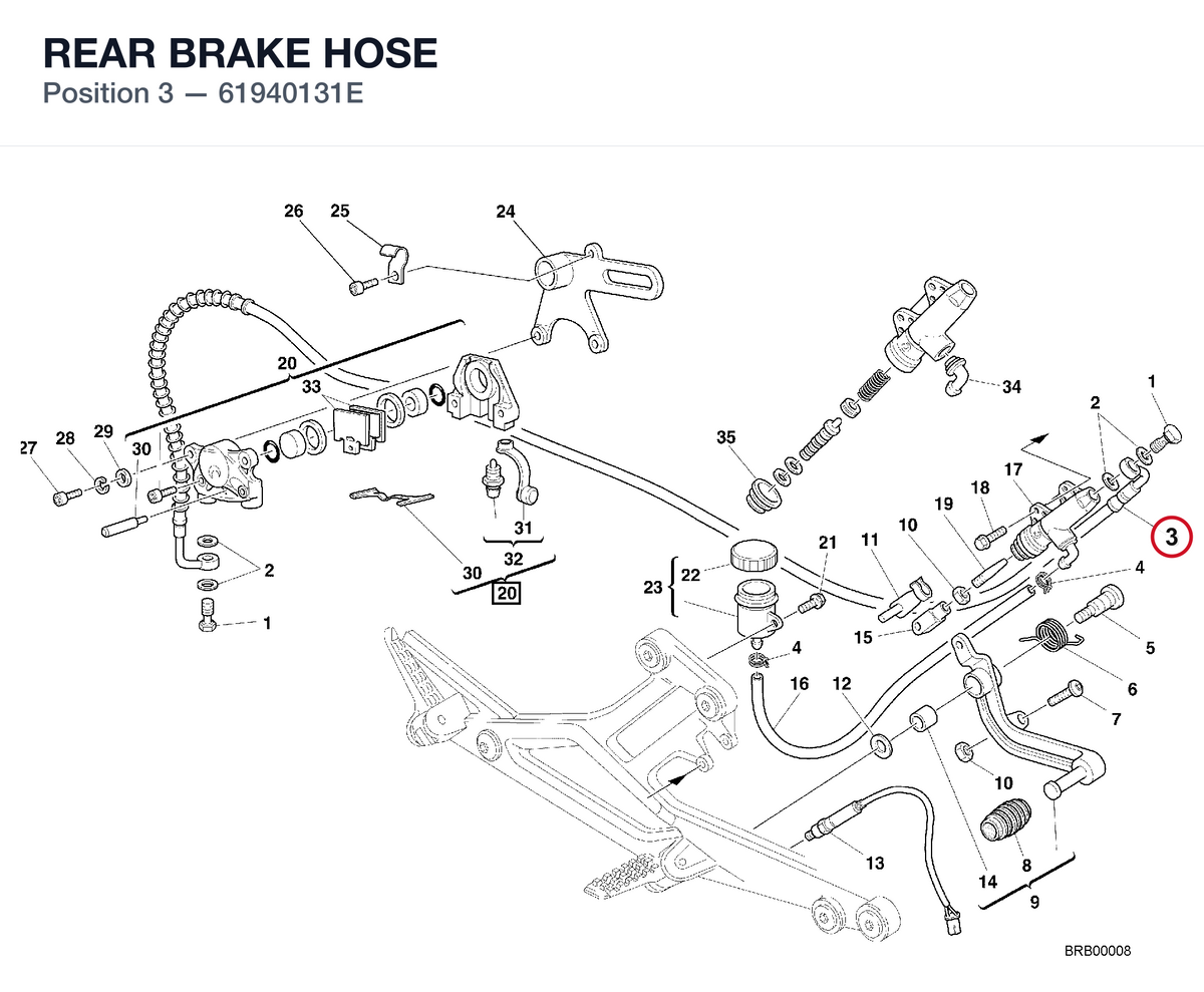 REAR BRAKE HOSE 61940131E diagram position