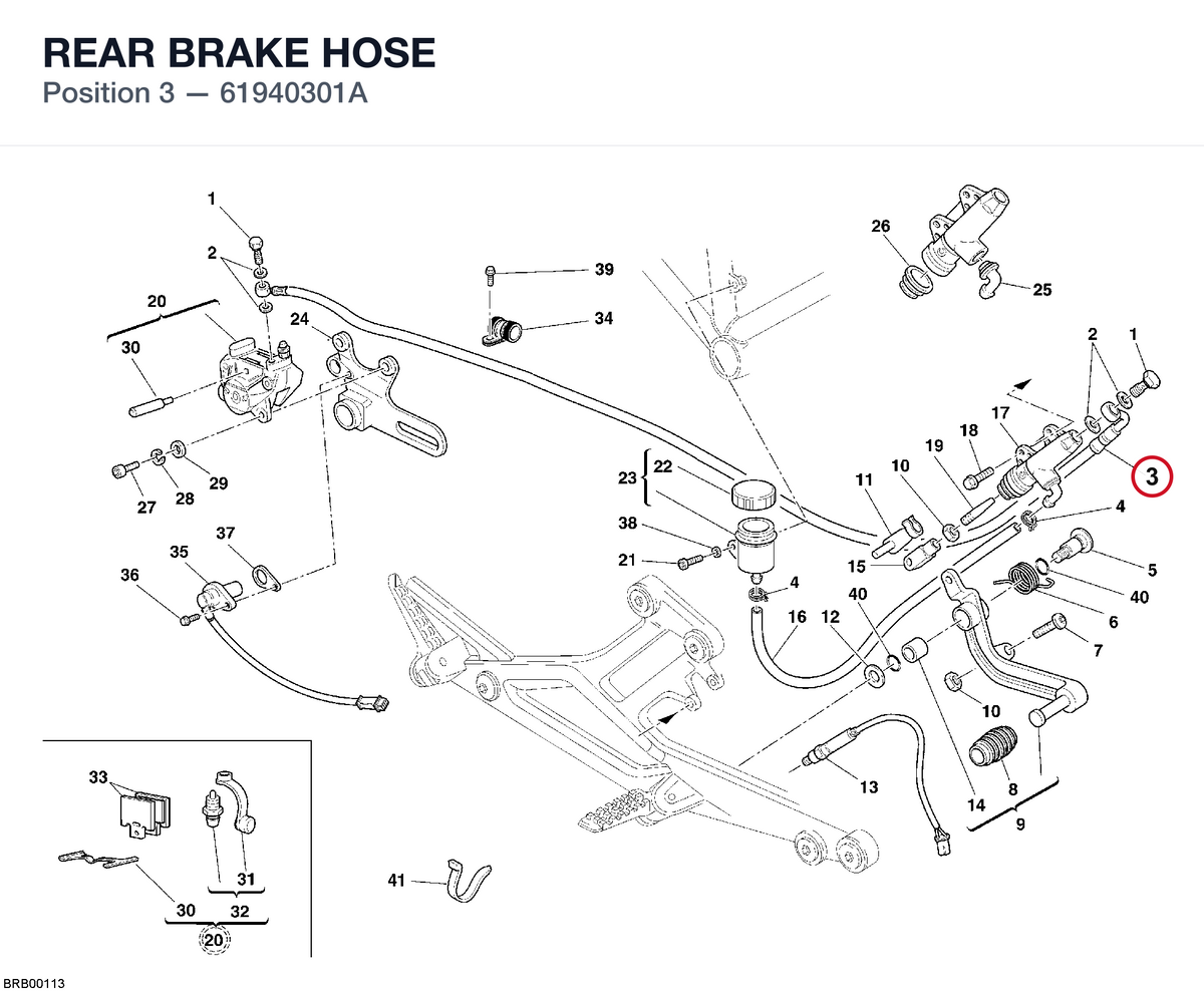 REAR BRAKE HOSE 61940301A diagram position
