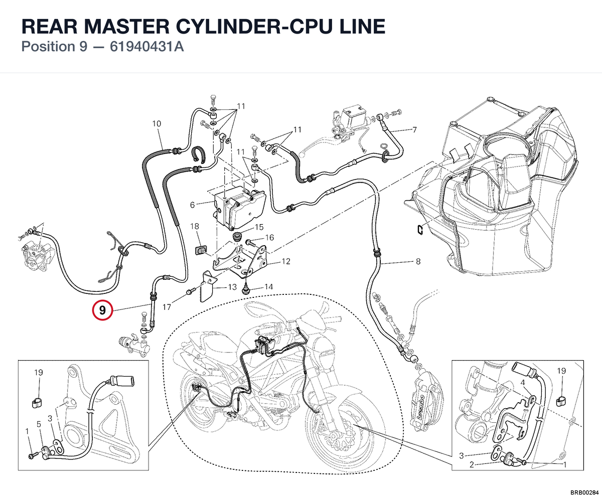 REAR MASTER CYLINDER-CPU LINE 61940431A diagram position