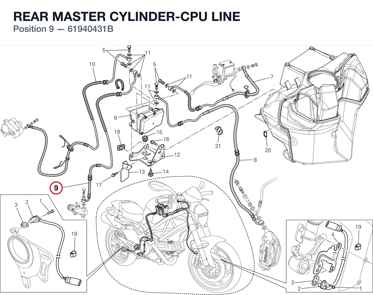 REAR MASTER CYLINDER-CPU LINE 61940431B diagram position
