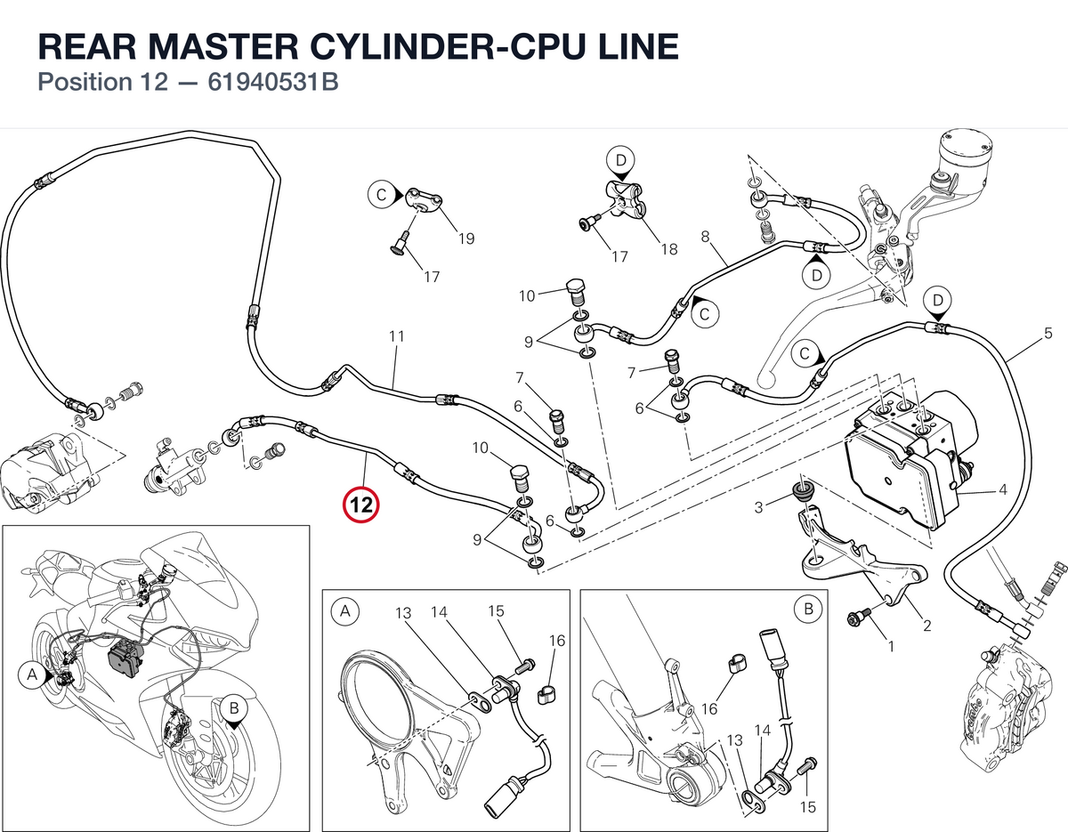 REAR MASTER CYLINDER-CPU LINE 61940531B diagram position