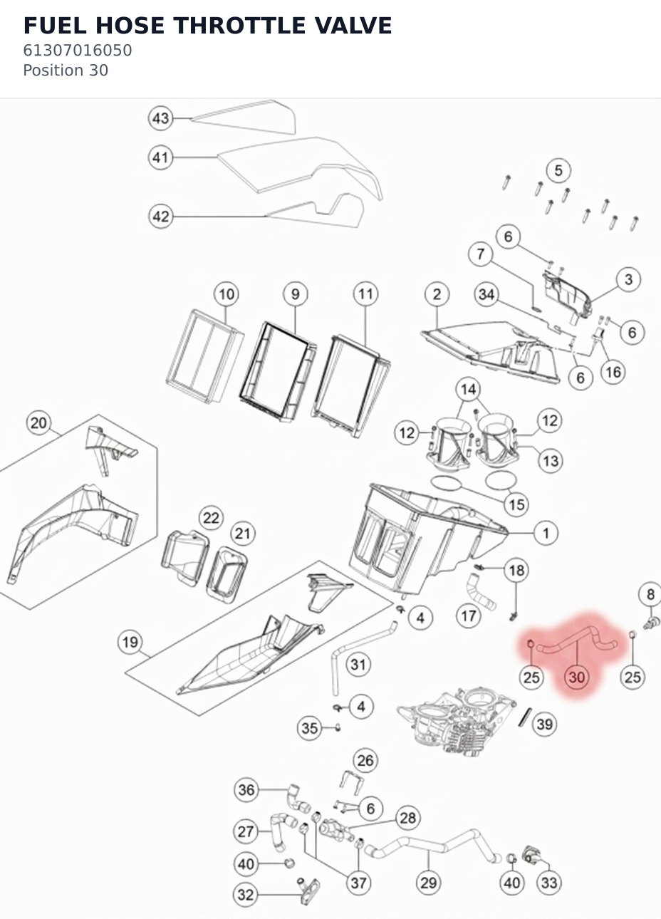 Diagram preview: FUEL HOSE THROTTLE VALVE (61307016050)
