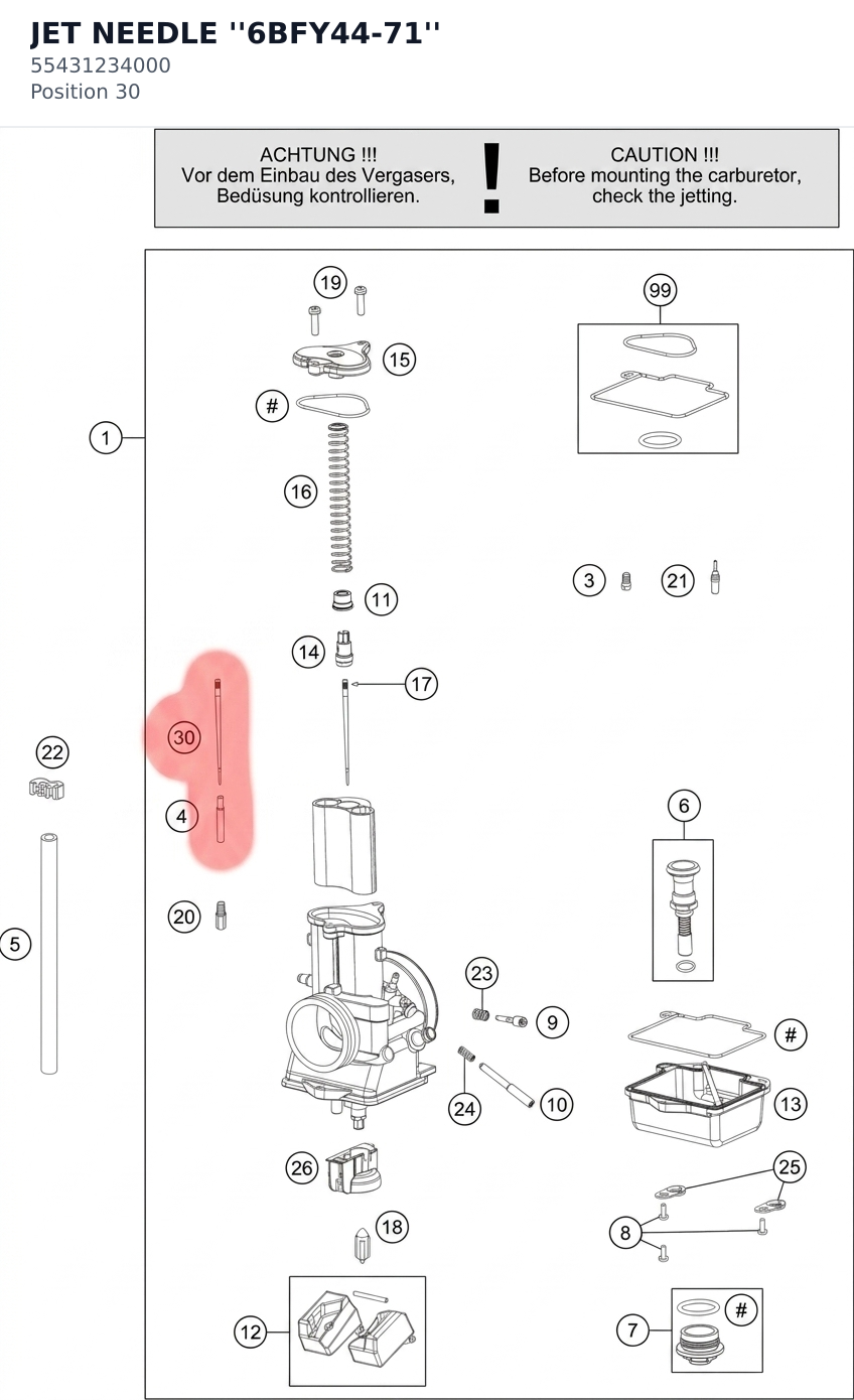 Diagram preview: JET NEEDLE ''6BFY44-71'' (55431234000)