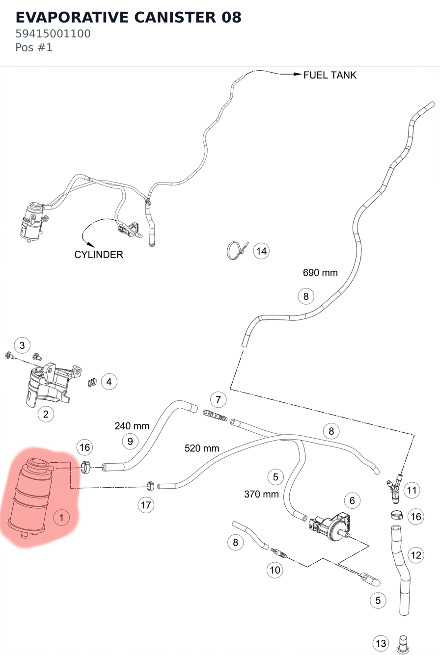 Diagram preview: EVAPORATIVE CANISTER 08 (59415001100)