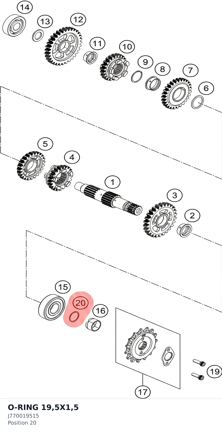 Diagram preview: O-RING 19,5X1,5 (J770019515)