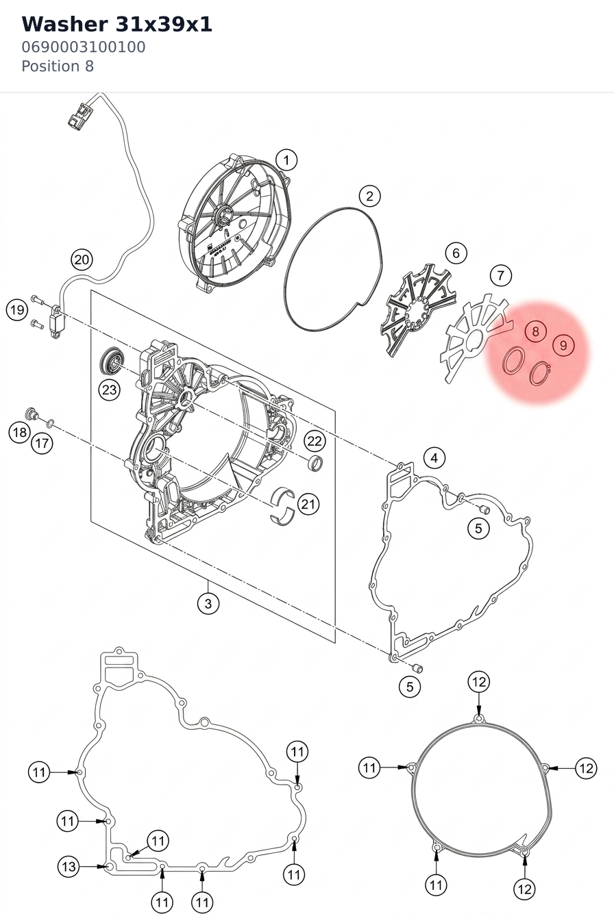 Diagram preview: Washer 31x39x1 (0690003100100)