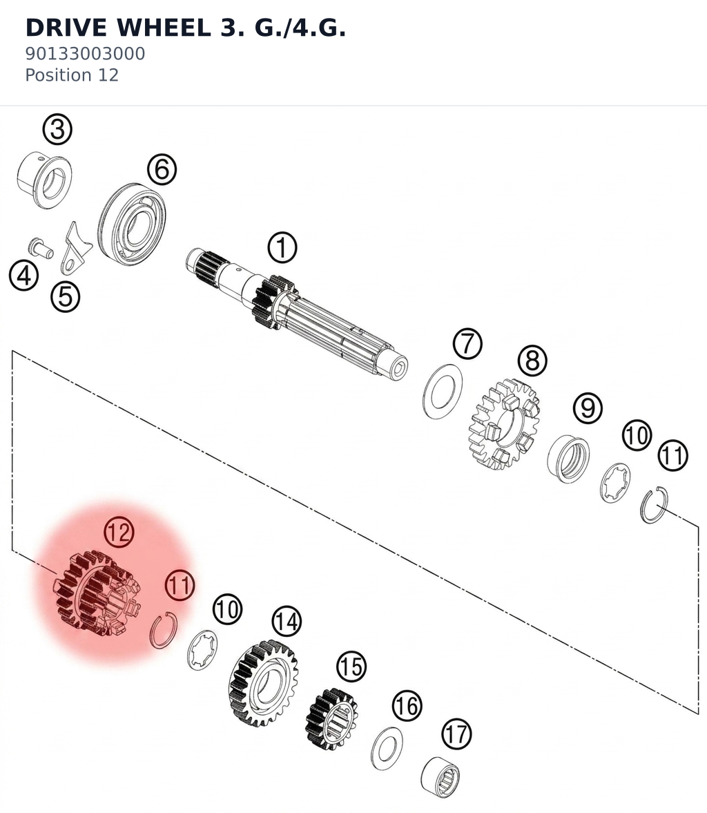 Diagram preview: DRIVE WHEEL 3. G./4.G. (90133003000)