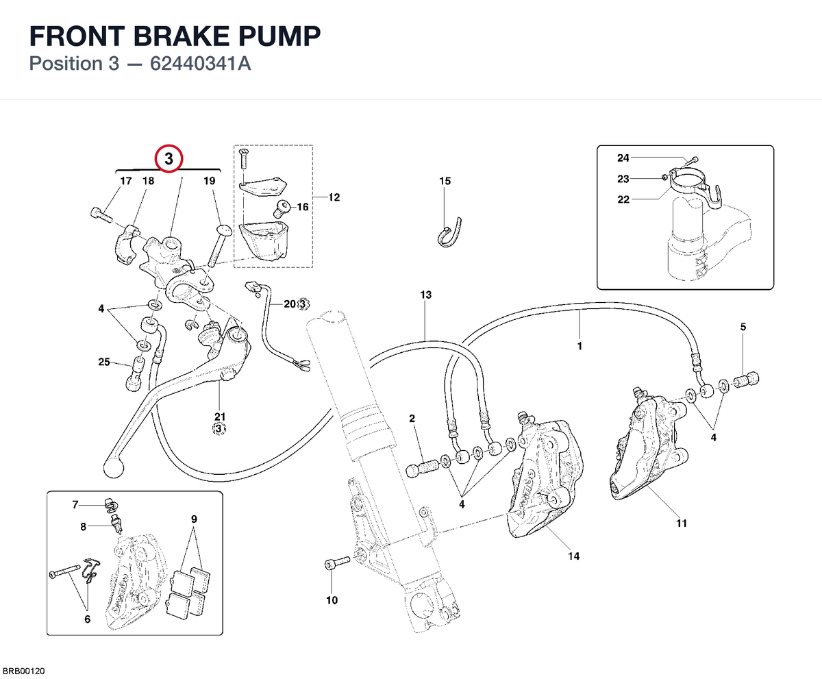 FRONT BRAKE PUMP 62440341A diagram position