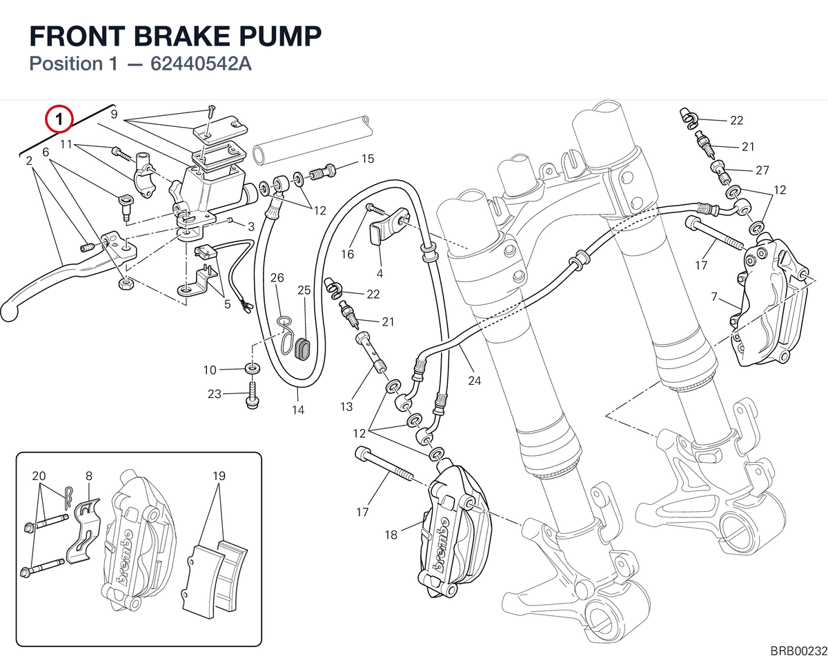 FRONT BRAKE PUMP 62440542A diagram position
