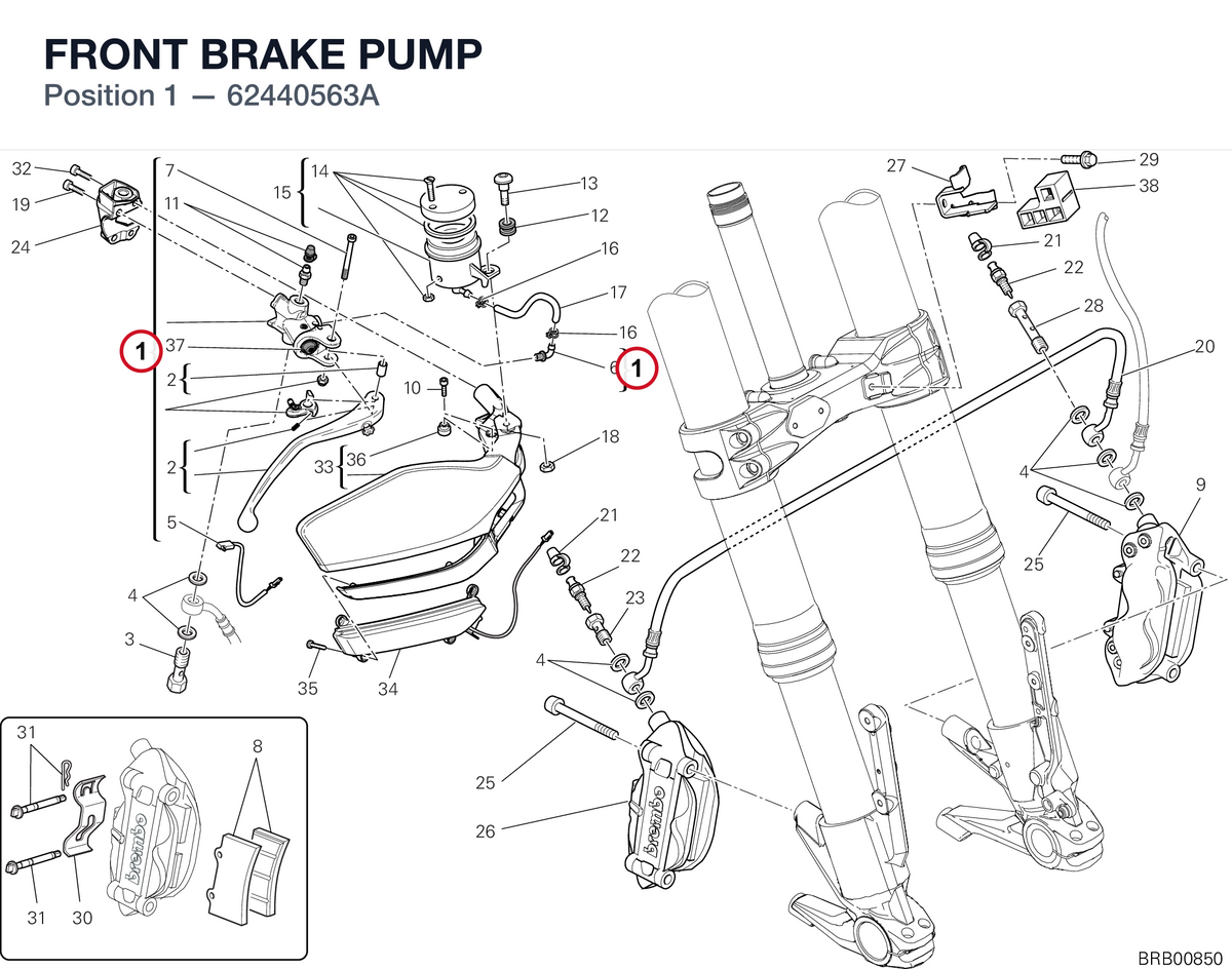 FRONT BRAKE PUMP 62440563A diagram position