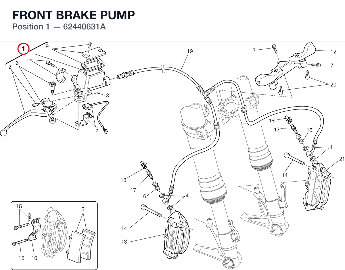FRONT BRAKE PUMP 62440631A diagram position