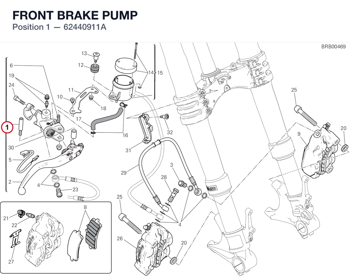 FRONT BRAKE PUMP 62440911A diagram position