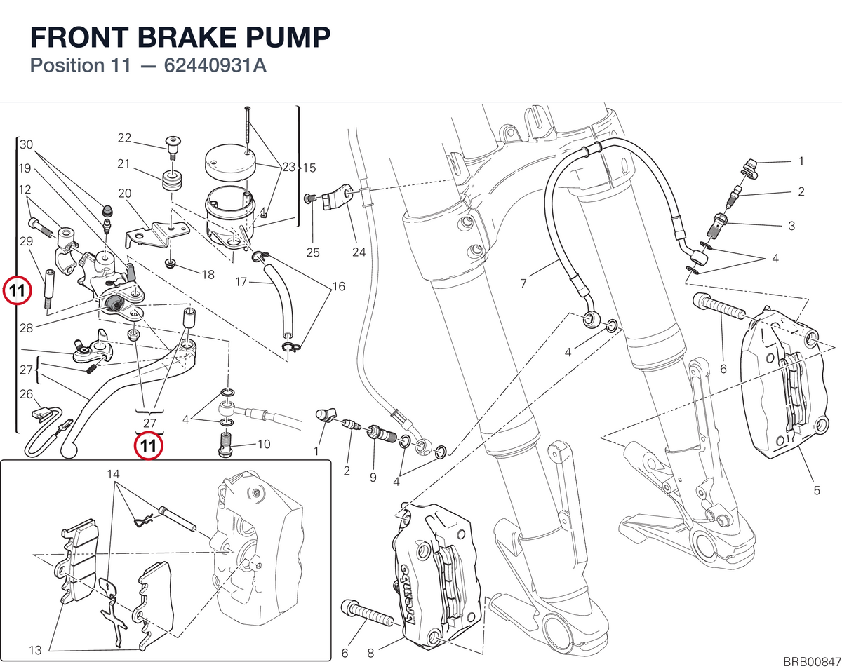 FRONT BRAKE PUMP 62440931A diagram position