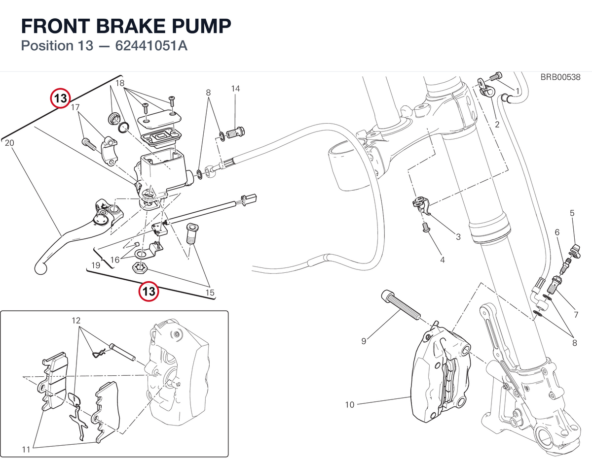 FRONT BRAKE PUMP 62441051A diagram position