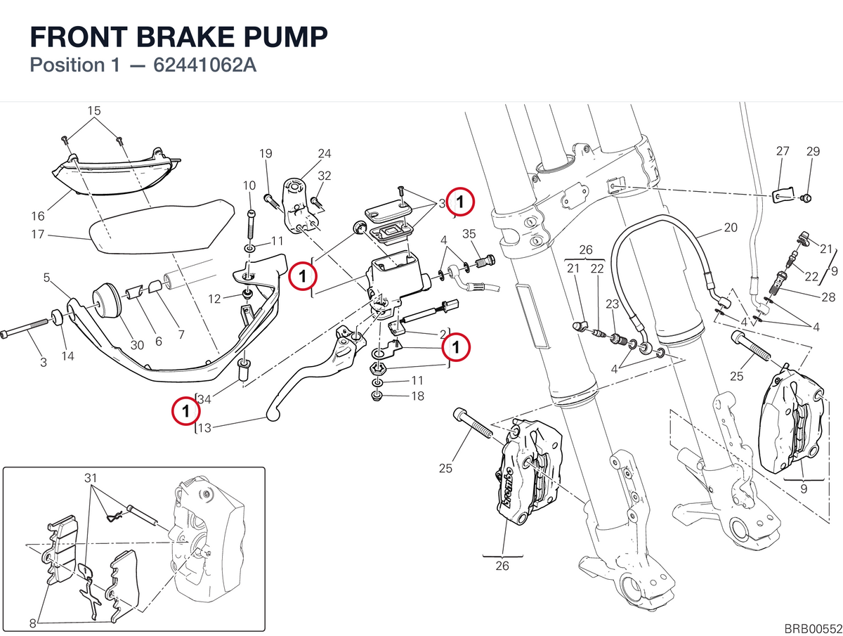 FRONT BRAKE PUMP 62441062A diagram position