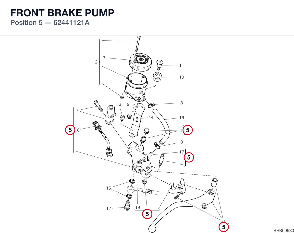 FRONT BRAKE PUMP 62441121A diagram position