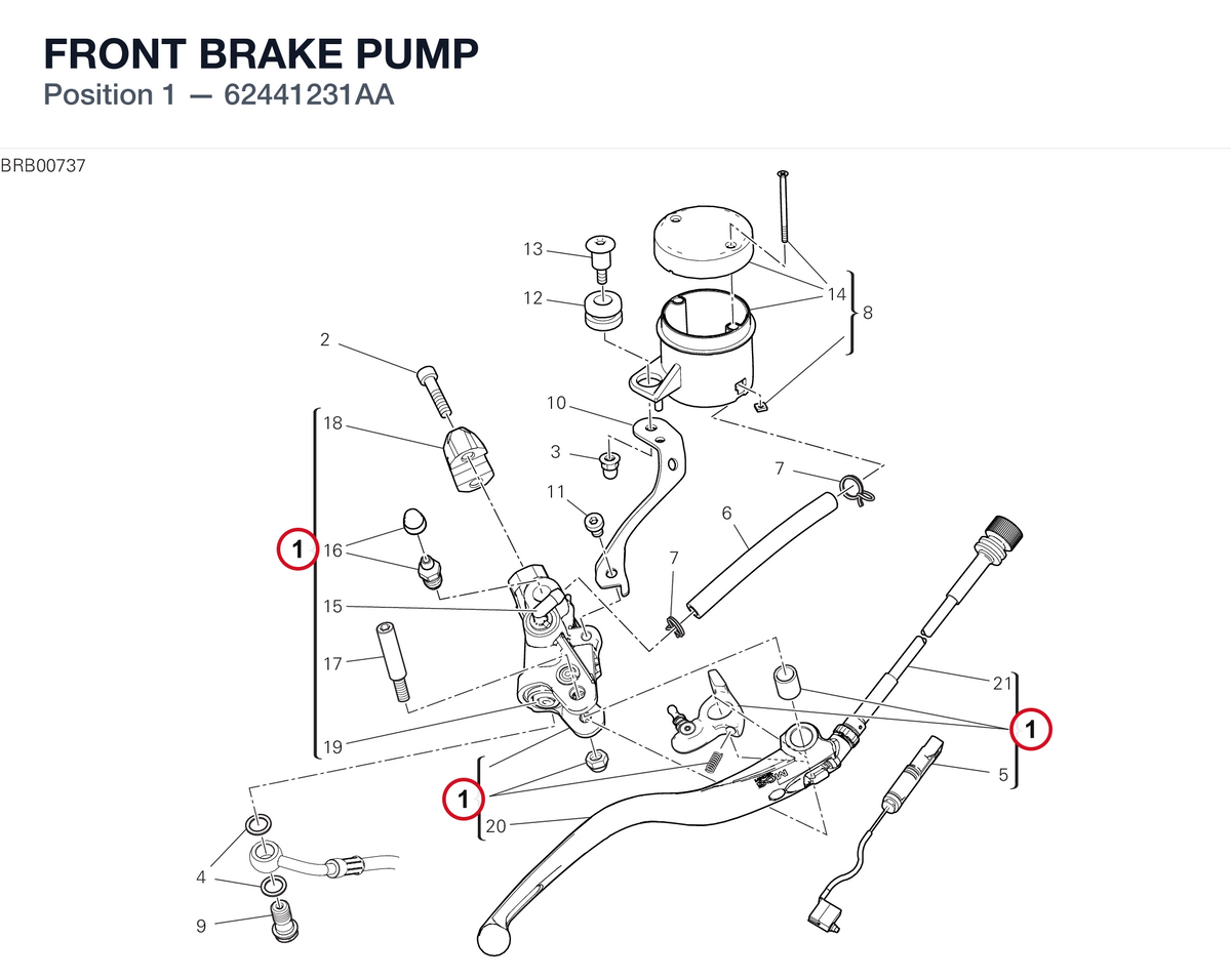 FRONT BRAKE PUMP 62441231AA diagram position