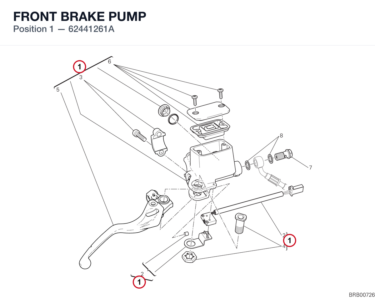 FRONT BRAKE PUMP 62441261A diagram position