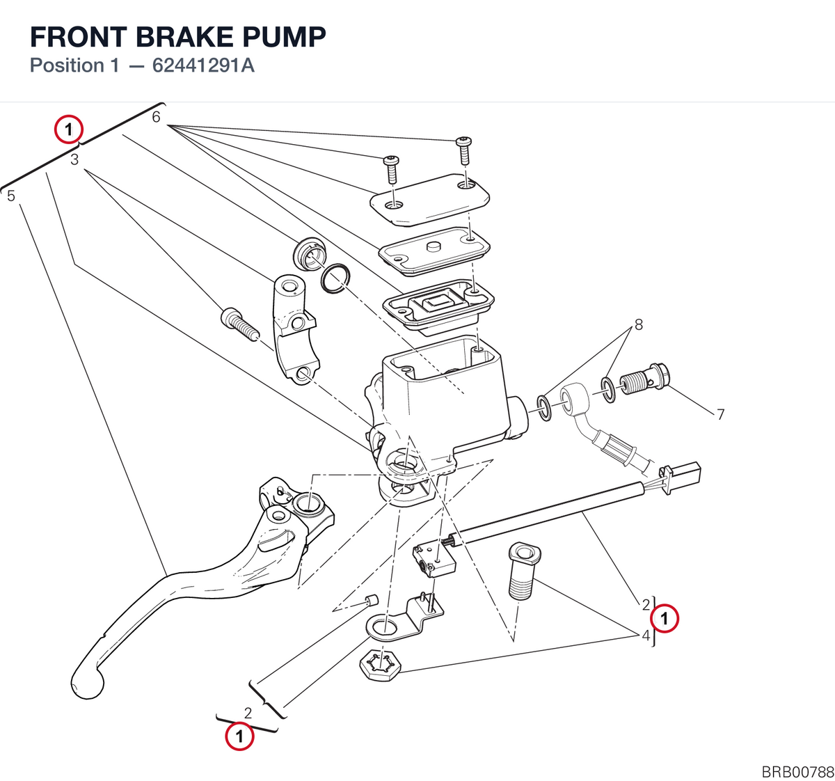 FRONT BRAKE PUMP 62441291A diagram position