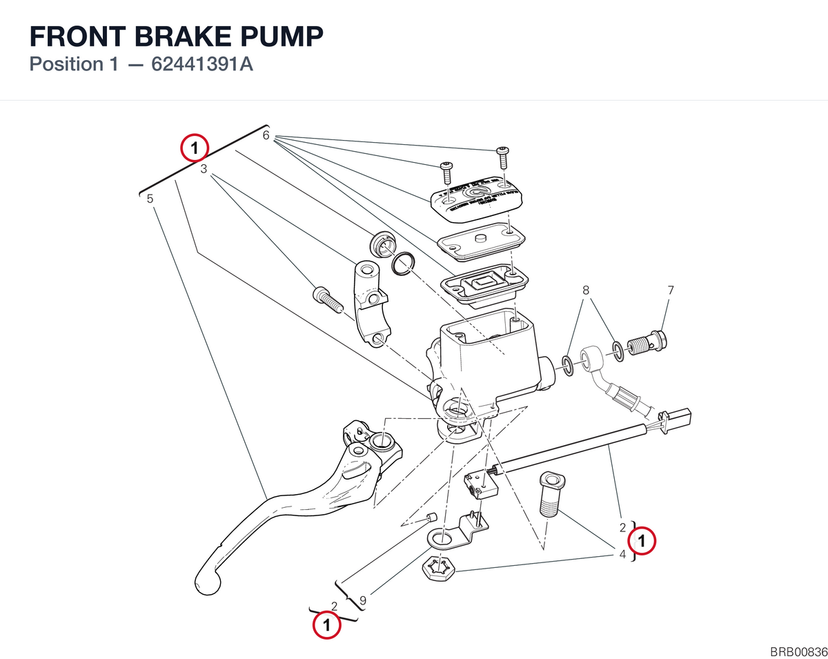 FRONT BRAKE PUMP 62441391A diagram position