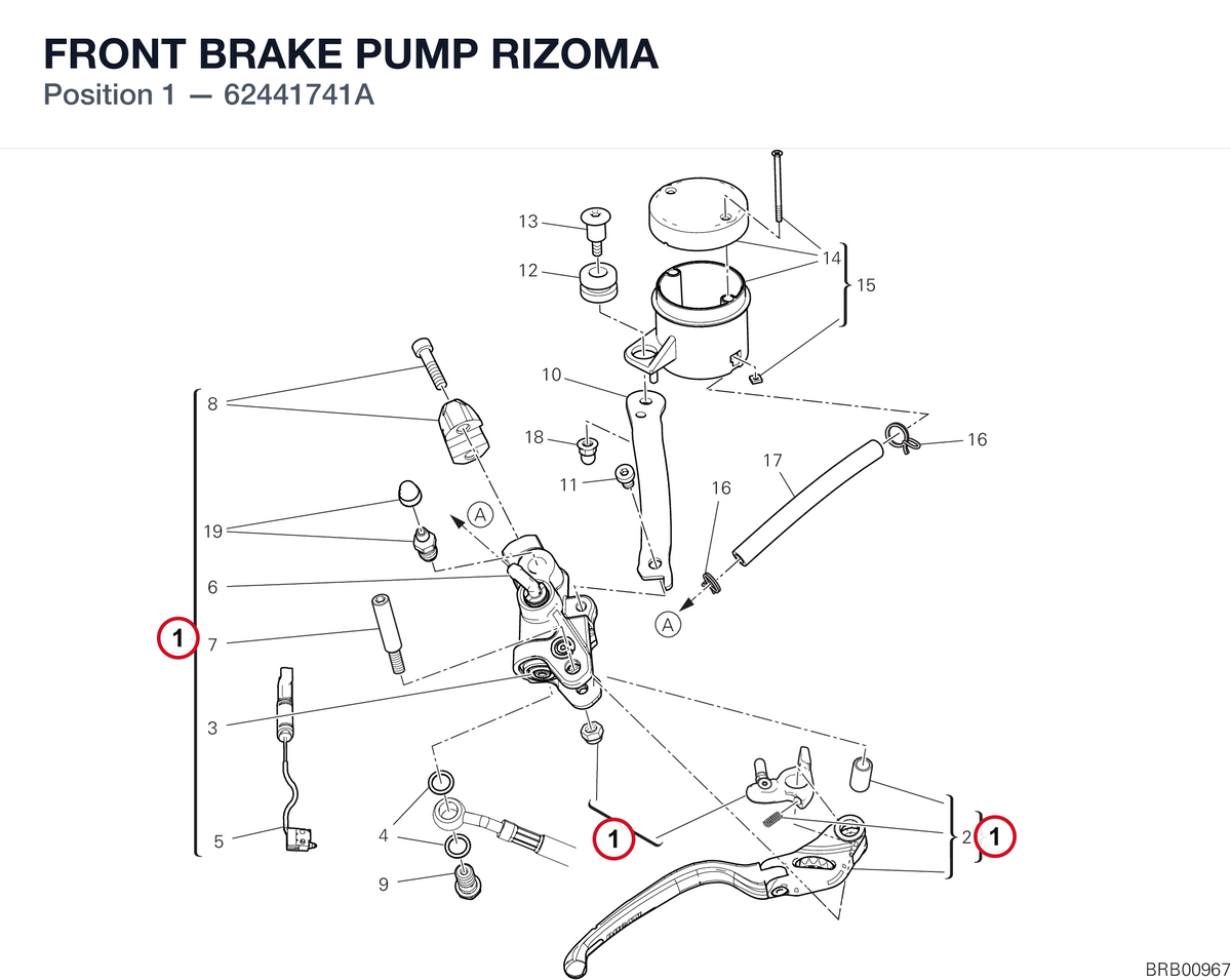 FRONT BRAKE PUMP RIZOMA 62441741A diagram position