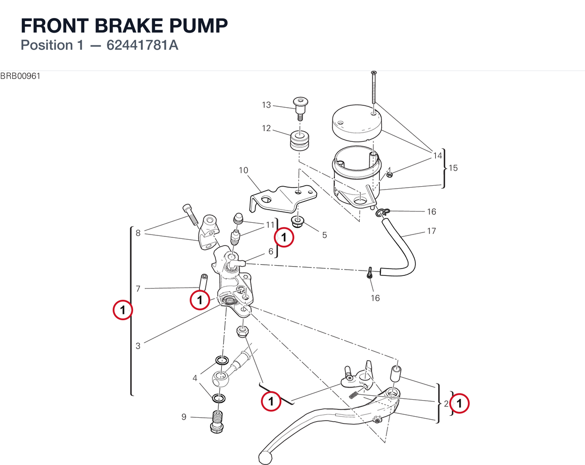 FRONT BRAKE PUMP 62441781A diagram position