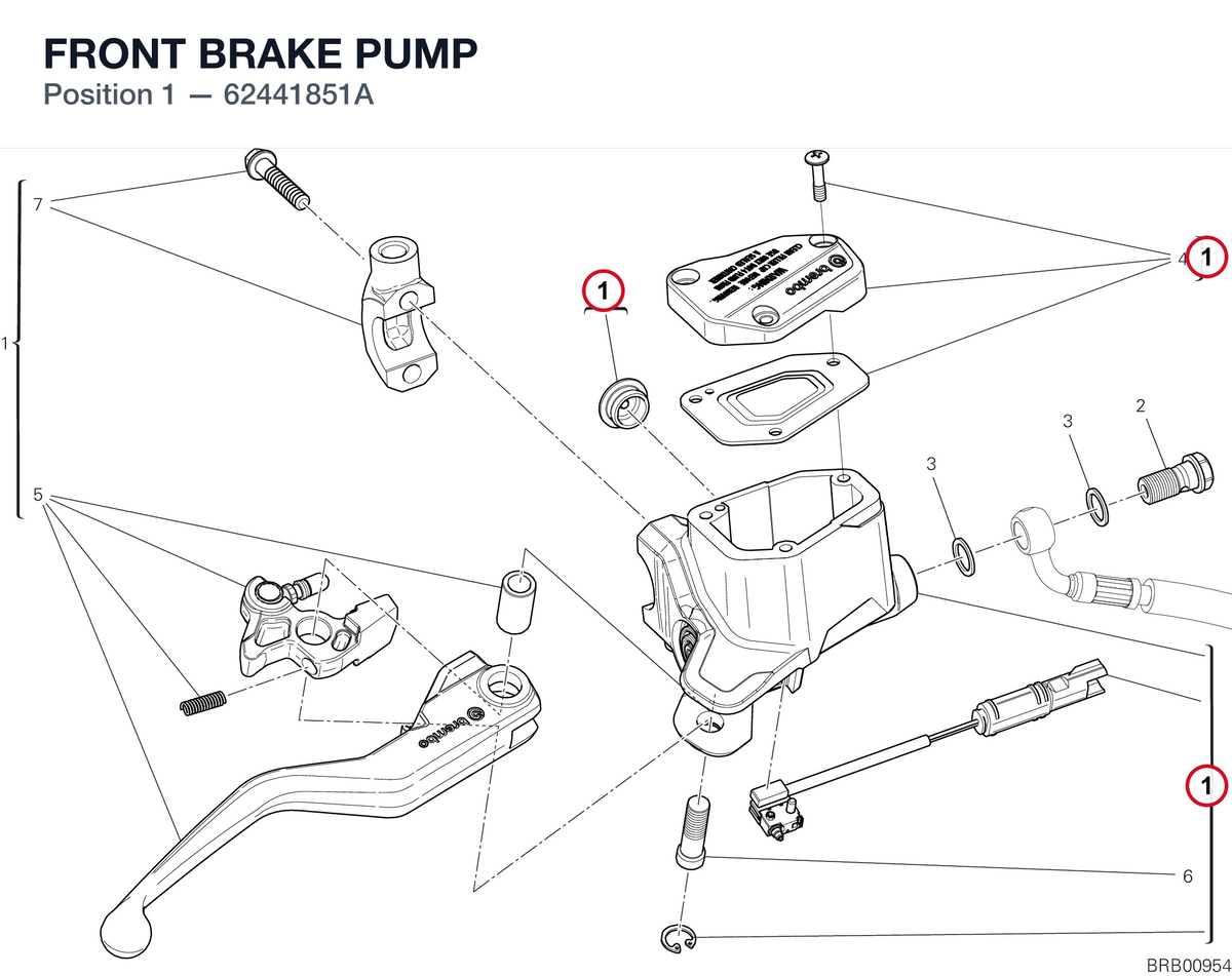 FRONT BRAKE PUMP 62441851A diagram position